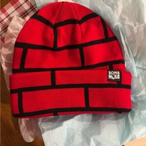 Bomb Hole Red Brick Pattern Beanie